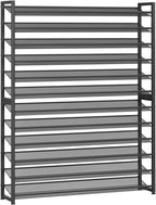 Large Shoe Rack 12 Tier Shoe Organizer, Heavy Duty Metal 6-Tier Stackable Shoe Storage Vertical Shoe Rack for Closet Front Door Entrance, Up to 75 Pairs, 44.8" W x 11.4" D x 85.1" H, Black
