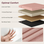 VECELO 30'' Folding Storage Ottoman Bench, End of Bed Linen Fabric Foot Rest Stool with Padded Seat, Large Footstools for Bedroom, Living Room, Load 550 lb, Pink