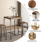 Homeiju Bar Table and Chairs Set, Square Bar Table with 2 Stools, Space-Saving Dining Pub Set for 2, Perfect for Kitchen, Breakfast Nook, Living Room & Small Spaces