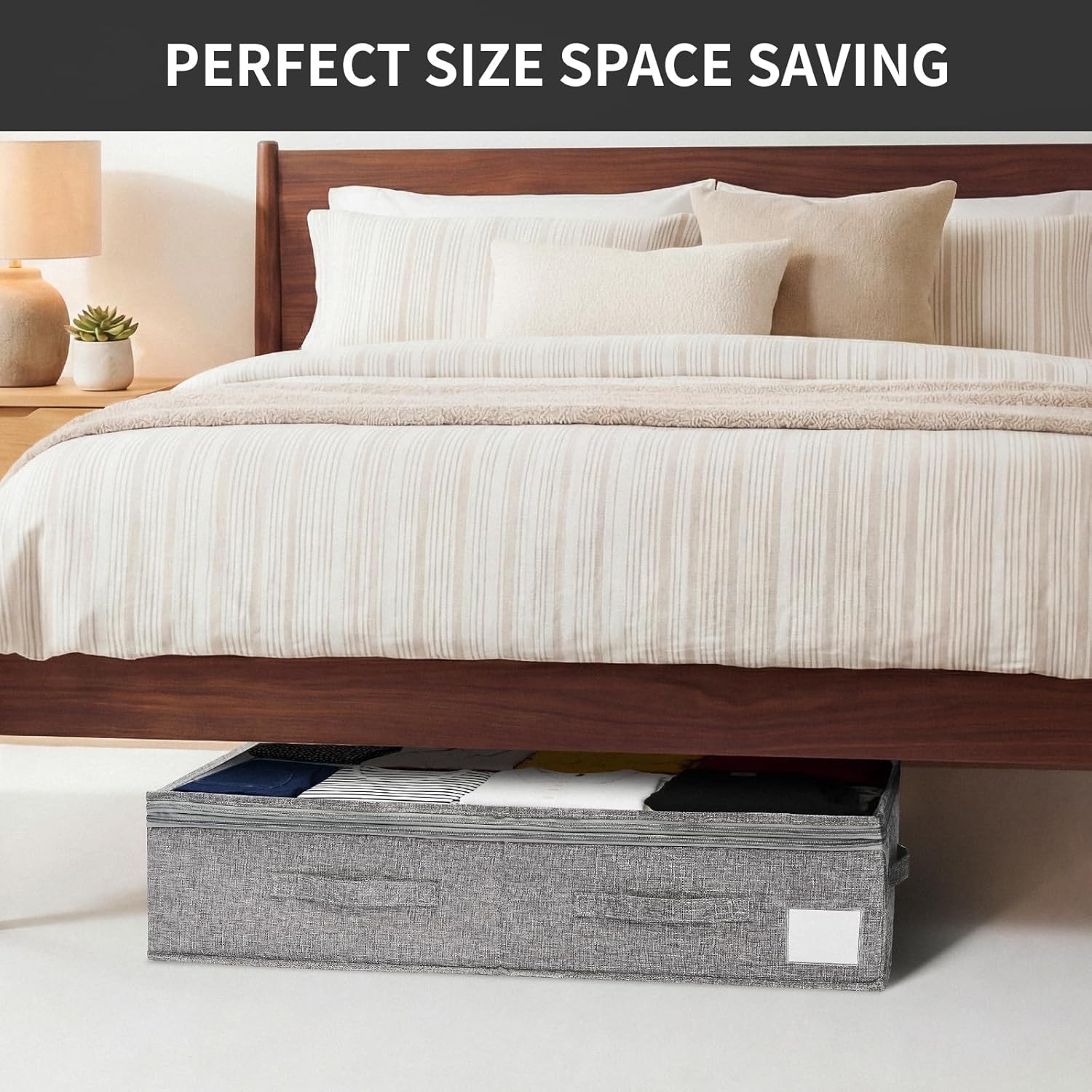 Under Bed Storage Containers with Lids, Foldable Underbed Organizer with Handles, Large Closet Storage Bins for Clothes, Blankets, Shoes, Bedroom Organization (2 Pack)