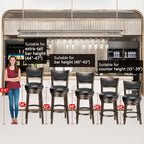 PrimeZone Swivel Bar Stools Set of 2, 24 Inch Counter Height Barstools, Black Faux Leather Bar Stool with High Backrest & Solid Wood Legs & Wrap-around Footrest, Counter Stools for Kitchen Island, Pub
