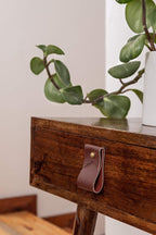 Leather and Brass Drawer Pull