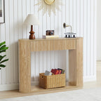 42.5” Console Table with 2 Drawers, Fluted Entryway Table with Rounded Corners, Rectangular Sofa Table Behind Couch for Living Room, Hallway, Foyer (Natural)