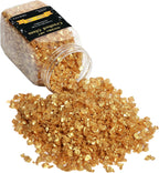 Syedra Crushed Glass for Crafts, Crushed High Luster Chips, Glitter, Broken Glass Pieces, Bar, Vase, Garden Decoration, 3-6mm, 410G (Shiny Gold)