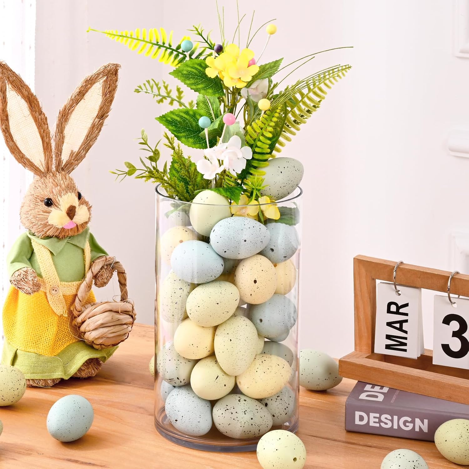 Waipfaru 16 Pcs Easter Eggs, Plastic Easter Decorations, Speckled Easter Table Decor, Easter Centerpiece Table Decorations for Indoor Outdoor Home Vase Filler Basket Spring Party DIY
