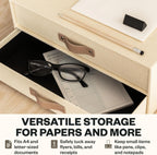Bigso Birger 2 Drawers - Desktop Drawers for A4 and Letter Size Papers and Documents - Tabletop Drawers with Leather Handles - 13.1 in x 10 in x 5.7 in - Cream