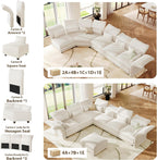 LLappuil Curved Oversized Sectional Couch with Storage & Hexagon Seat, L Shaped Modular Sectional Sofa for Living Room with Adjustable Arms Backs, Thick Plush Cushions, 8 Seater, Beige Corduroy