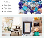 DomeStar 2 LB Glass Beads, Decorative Marbles for Vases, Sun Moon Stars Flat Marbles Glass Gem for DIY Aquarium Vase Fillers(35-40pcs)