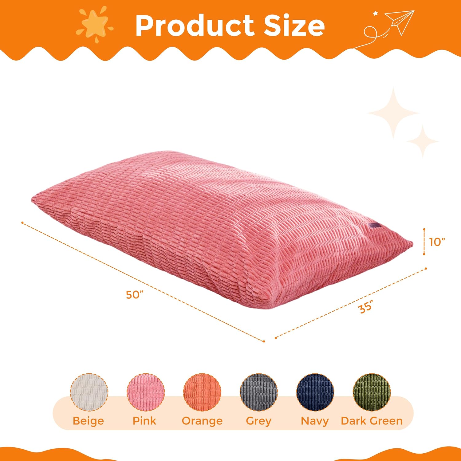 MAXYOYO Kids Bean Bag Chair, 3 in 1 Convertible Bean Bag Sofa with Removable Cover for Children, Soft Floor Lounger with Supportive Shredded Foam Filling, Floor Cushion Chair for Living Room, Playroom