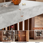 GarveeHome 63" Long Bar Table - Counter Bar Height Pub Table with 2 Tier Storage Shelves, Modern Coffee Breakfast Bar Unit for Dining Room, Bistro, Living Room, Gray + Walnut