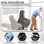 Lay Flat Sleeping Dual Motor Lift Recliner Chair with Massage and Heating for Elderly,Infinite Position Soft Fabric Power Electric Recliner Chair (Brown-180-Lay Flat-No Cup Holder)