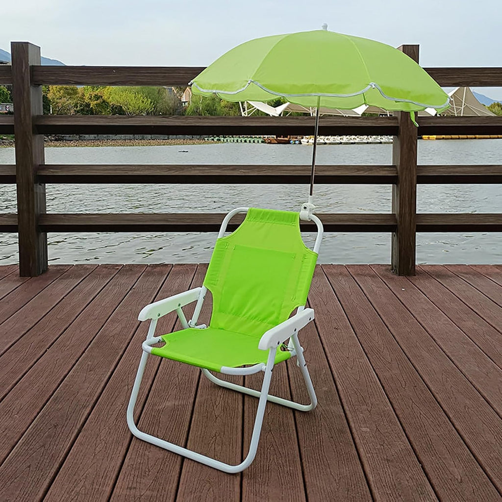 Kids Toddler Outdoor Lounge Chair Set, Toddler Patio Chair with Cushions, Detachable Canopy, Portable & Lightweight for Backyard, Poolside, or Beach(Green)