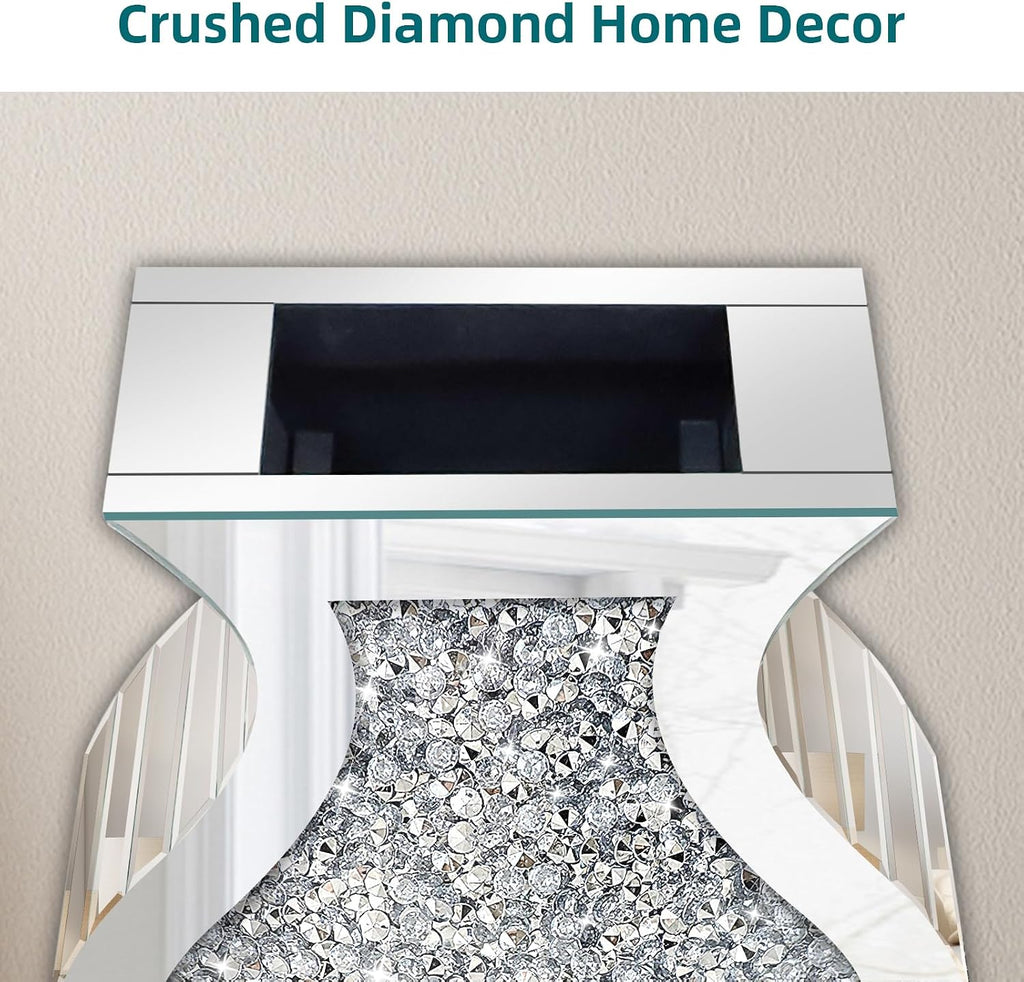 27" Tall Crushed Diamond Floor Vase, Fish-Shaped Silver Large Vases for Decor Living Room, Crystal Mirrored Home Decor Vases for Dried Flower
