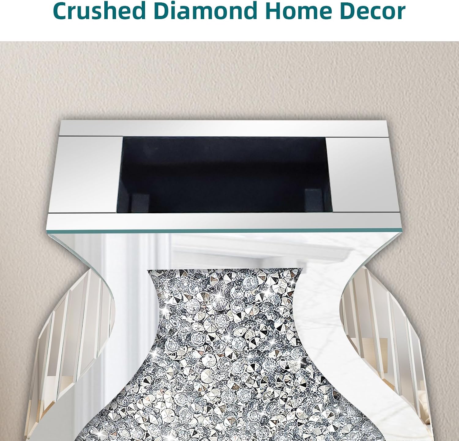 27" Tall Crushed Diamond Floor Vase, Fish-Shaped Silver Large Vases for Decor Living Room, Crystal Mirrored Home Decor Vases for Dried Flower