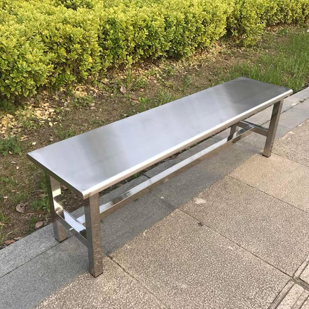 Stainless Steel Outdoor Patio Bench, All-Weather Porch Backless Garden Benches Chair with Rounded Corners, 660 Lbs Load-Bearing Capacity, for Patio, Park, Commercial Use(L-150CM)