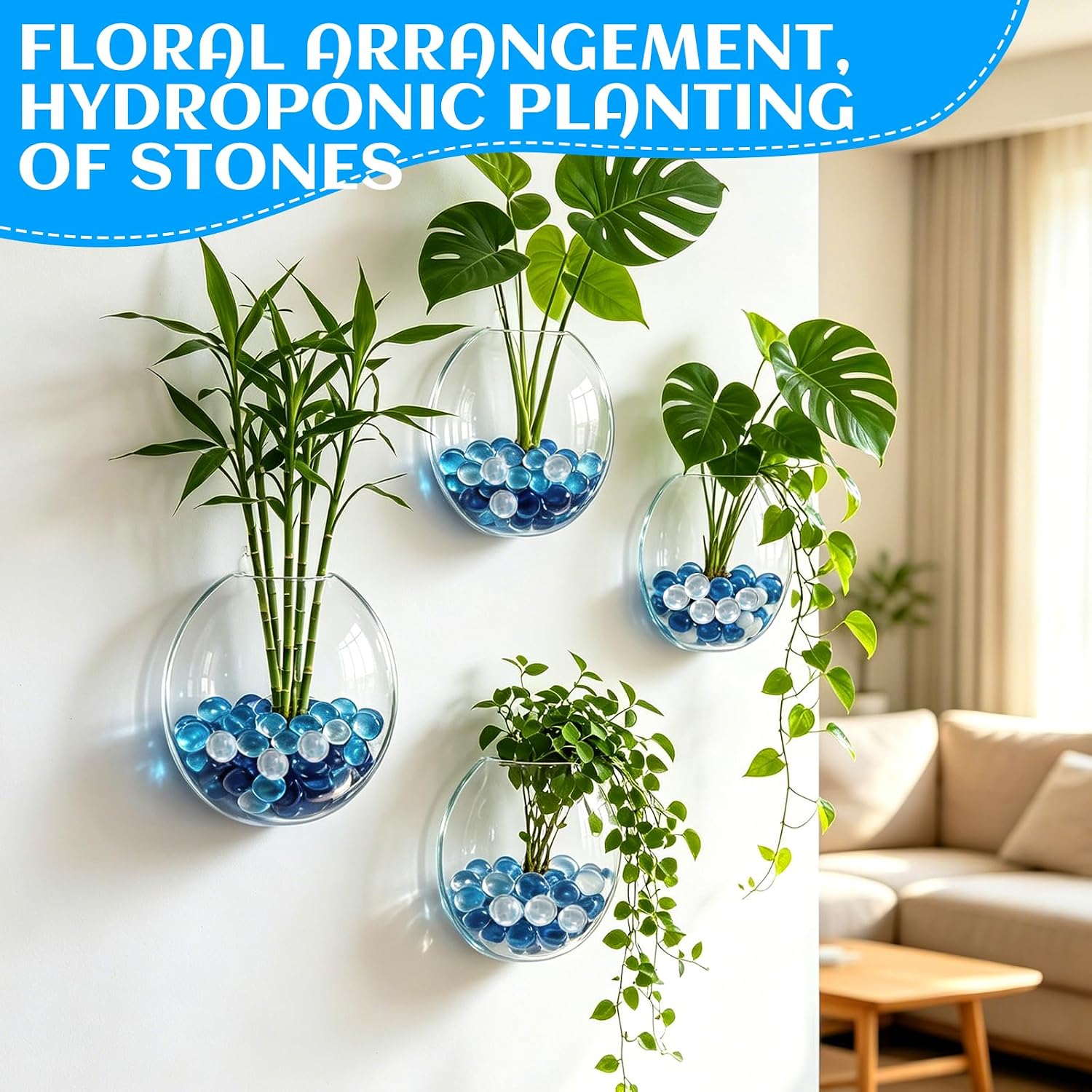 3 lb Flat Glass Marbles for Home Decor, Blue Mixed Glass Gems | 300-320 pcs, Glass material, light-reflecting decor, homeowners & crafters,vase filler, fish tanks, weddings;