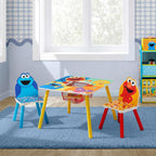 Delta Children Sesame Street Kids Table and 2 Chair Set with Storage, Blue | Greenguard Gold Certified, Kids Table & Chair Set for Toddlers & Children for Arts/Crafts, Snack Time, Durable Activity Table