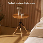 RECCI Small Round Side Table, Modern Solid Wood End Table with FSC Certified Wood & Knotted Metal Frame, Small Accent Couch Sofa Side Table for Living Room Bedroom, Oak