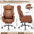 DYHOME Criss Cross Office Chair with Footrest, Executive Ergonomic Flip-Up Armrest Chair, Adjustable Reclining Computer Desk Chair for Working, Gaming, Relaxing, Brown PU Leather