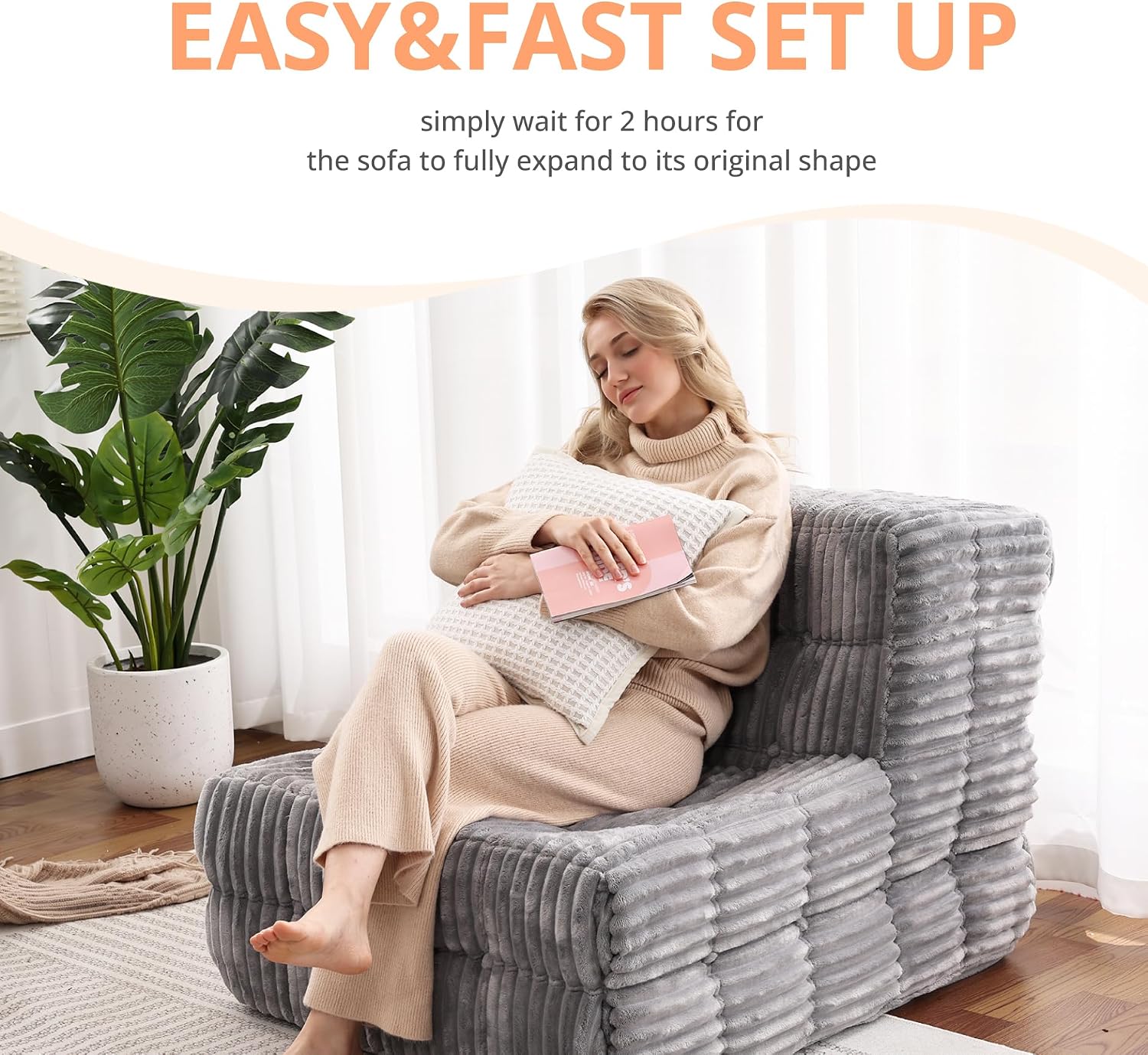 Hybrid Bean Bag Beanbag Chair for Adults Fireside Floor Togo Sofa with High Density Comfortable Memory Foam & Pocket Springs for Living Room, Bedroom