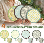 Foldable Round Hand Fans with Matching Storage Pouch, Portable Handheld Summer Cooling Fans for Women, Cute Floral Folding Fan for Travel Beach Wedding Festival Party Favors Outdoor Events (Style 1)