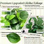 Realistic Artificial Potted Plant, Faux Indoor Greenery for Home Office Living Room Bookshelf Bathroom Decor, Low-Maintenance Space-Saving Fake Plants with Modern Decorative Vase