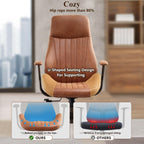 Mid Century Modren Office Chair,High Back Ergonomic Executive Chair with Lumbar Support, Computer Desk Swivel Task Chair with Wheels, Faux Lether Suede Fabric Home Chair (High Back, Brown)