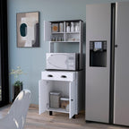 White and Wengue 1-Drawer Kitchen Pantry,Buffet Kitchen Sideboard,for Kitchen,Dining Room,13.7 * 23.6 * 66.5