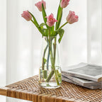 FANTESTICRYAN Modern Glass Vase Crystal Clear Glass Vase for Home Office Decor (Crystal Clear)