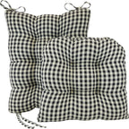 Klear Vu The Gripper Non-Slip Rocking Chair Cushion Set with Thick Padding, Includes Seat Pad & Back Pillow with Ties for Indoor Living Room Rocker, 17x17 Inches, 2 Piece Set, Gingham Black