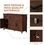 VVFLU Buffet Cabinet with Storage Farmhouse with 4 Doors and 2 Drawers, 55'' Large Kitchen Storage Cabinet Cherry Wood Coffee Bar Buffet Sideboard for Kitchen, Dining Room, Living Room