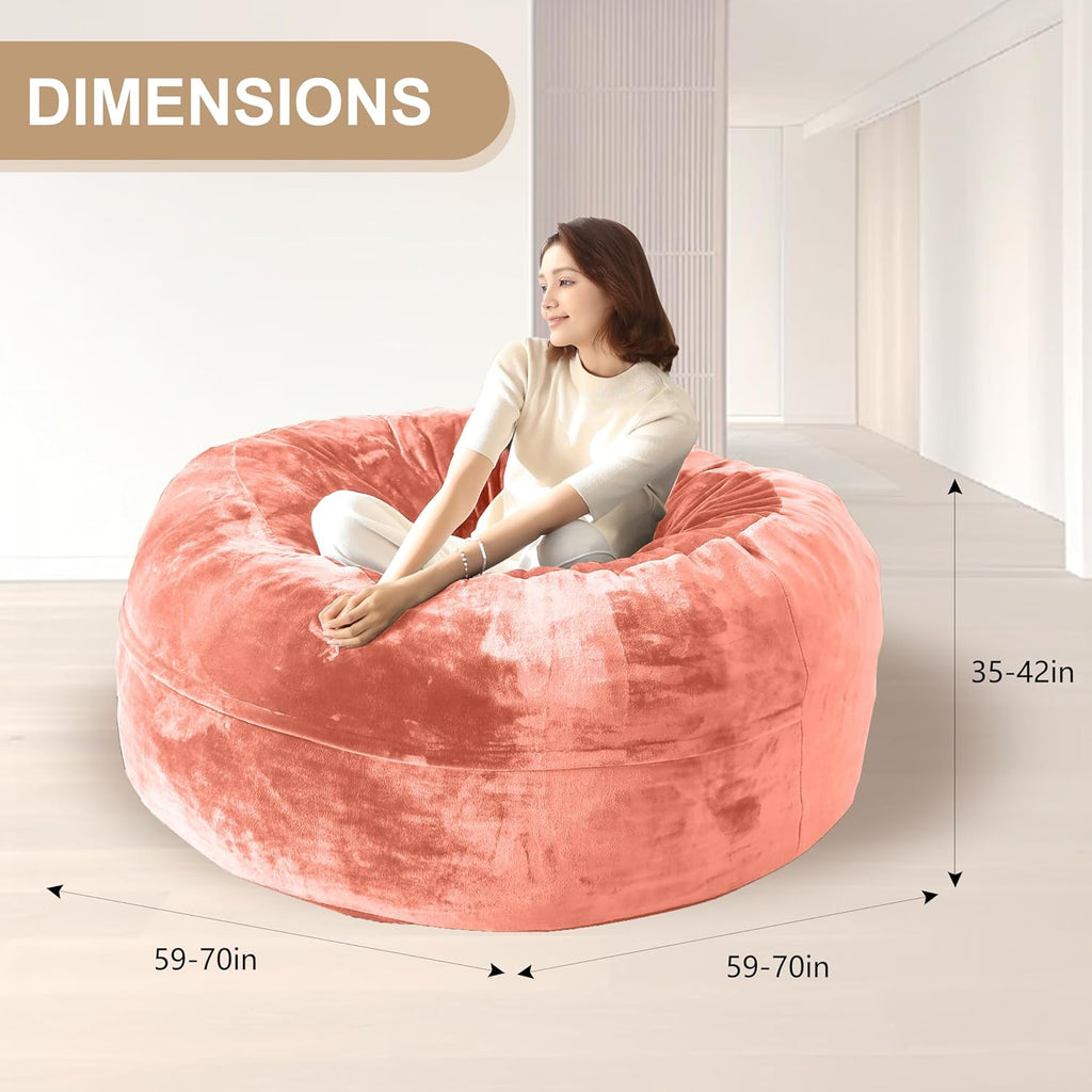 Bean Bag Chair for Adults Soft Comfy Bean Bag for Adults, Cozy Reading Chair, Large Round Bean Bag Couch, Versatile Living Room & Bedroom Chairs (Pink, 4FT)