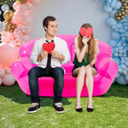 Transparent Inflatable Sofa, Double Person Blow-Up Chair, Portable PVC Air Couch Furniture for Kids Adult Indoor/Outdoor Use, Camping, Beach, Patio & Yard PVC Furniture,180-200kg Load Capital(Red)
