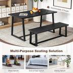 Giantex 56.5" L Wood Dining Bench, Industrial Table Bench w Metal Frame, Adjustable Footpads, 440LBS Load Capacity, Farmhouse Bench for Kitchen, Dining, Living Room, Entryway (Black, Rectangular)