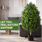 Giegxin 3ft Artificial Boxwood Topiary Trees Fake Bushes Potted Plants Indoor Evergreen Shrubs with Sturdy Planter for Front Porch Home Yard Decor