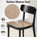AVAWING Black Wood Dining Chairs Set of 4, Farmhouse Dining Chairs with Cane Seat and Curved Back for Kitchen & Dining Room