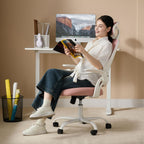 Ergonomic Home Mesh Office Chair-Computer Desk Swivel Reclining Chair with Wheels, Lumbar Support, Comfy Work Gaming Chair for Adults-Adjustable Headrest, Storage Basket for Home Office, Gaming, Pink