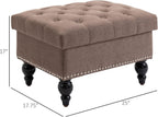 Versatile Upholstered Storage Ottoman with Tufted Lid and Nailhead Trim for Living Room, Bedroom or Entryway