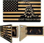Bellewood Designs Hidden Gun Shelf - Dont Tread on Me Concealment Shelf - Quick Access Patriotic Hidden Gun Storage with Magnetic Lock - Safe & Secure Gun Concealment Furniture - Made in USA