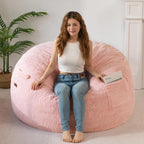 MAXYOYO Bean Bag Chair, Soft Bean Bag Sofa with Supportive Foam Filling | Plush Bean Bag Sofa with Supportive Foam Filling, Floor Sofa Seat with Side Pocket and Washable Cover, Pink, 3FT