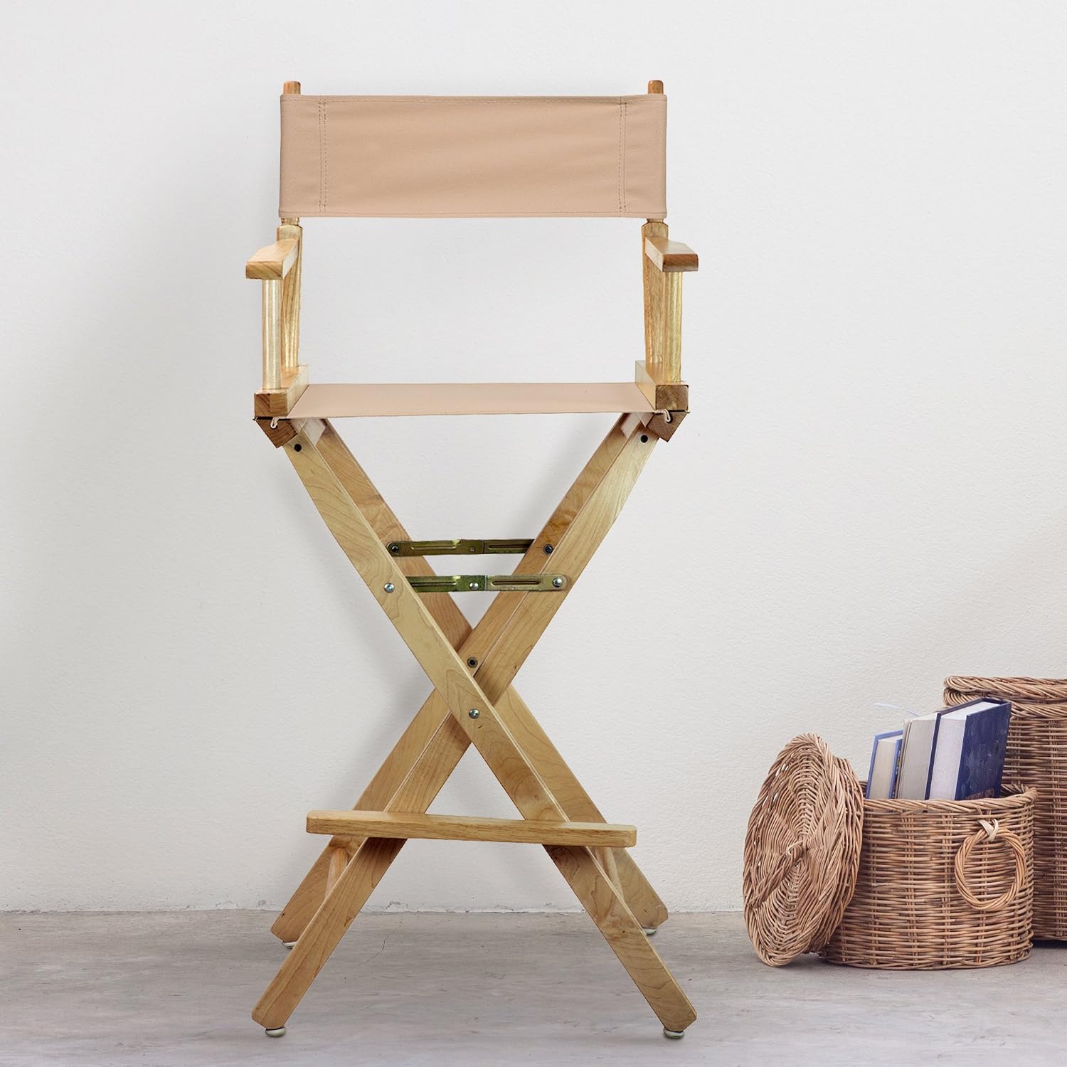 Casual Home 30" Director's Chair Natural Frame-with Tan Canvas, Bar Height