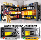 79"W Garage Shelving,8000lb Heavy Duty Storage Shelves,Industrial Metal Storage Shelving,Easy to install Standing Garage Shelf,4 Tier Adjustable Shelving Unit for Warehouse,Basement,74"H x 79"W x 24"D