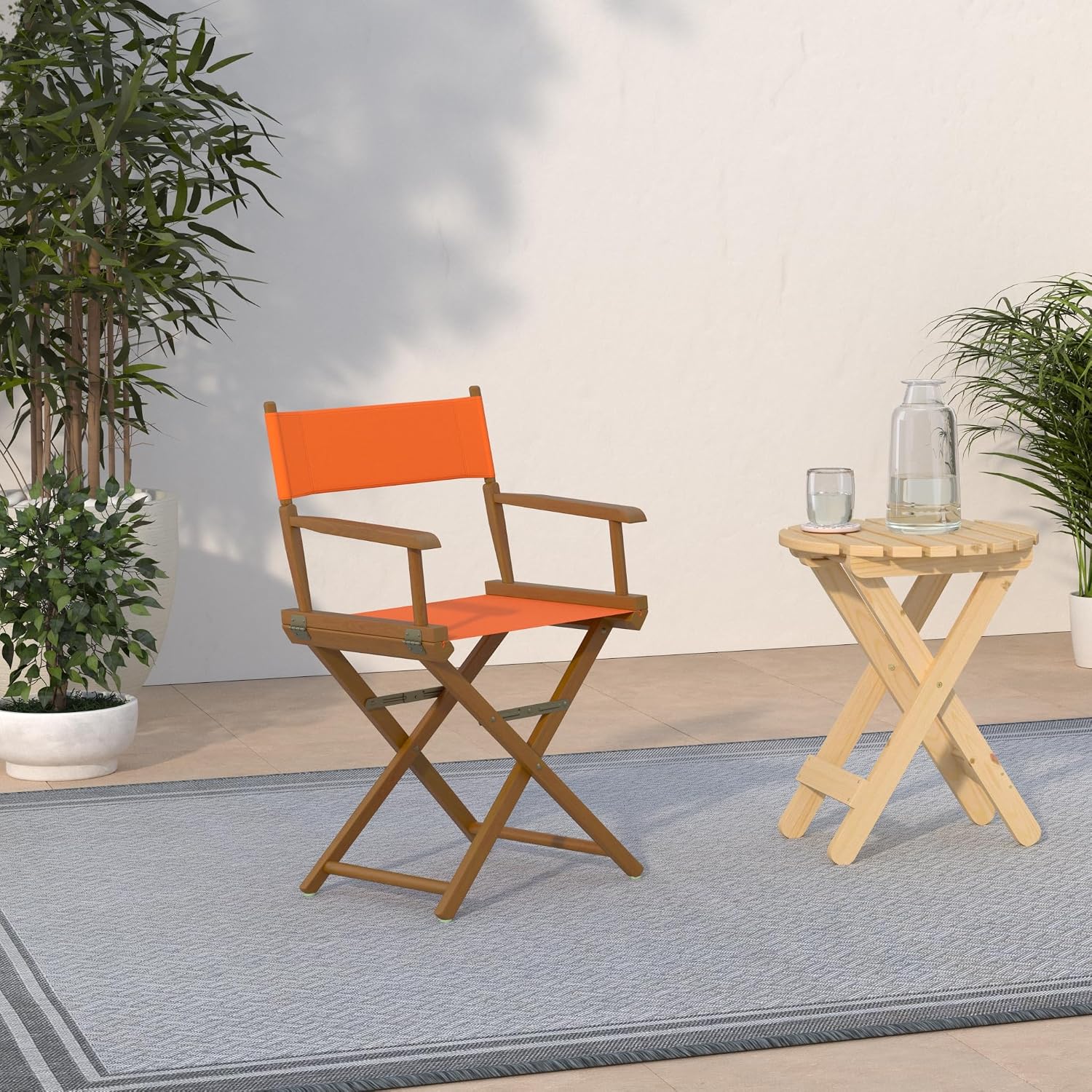 Casual Home 18" Director's Chair Honey Oak Frame with Tangerine Canvas
