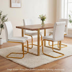 Meihua Dining Chairs Set of 4, PU Leather Modern Chairs with High Back and Metal Frame, Ergonomic Dining Room Chairs for Home, Office and Restaurant, White and Gold