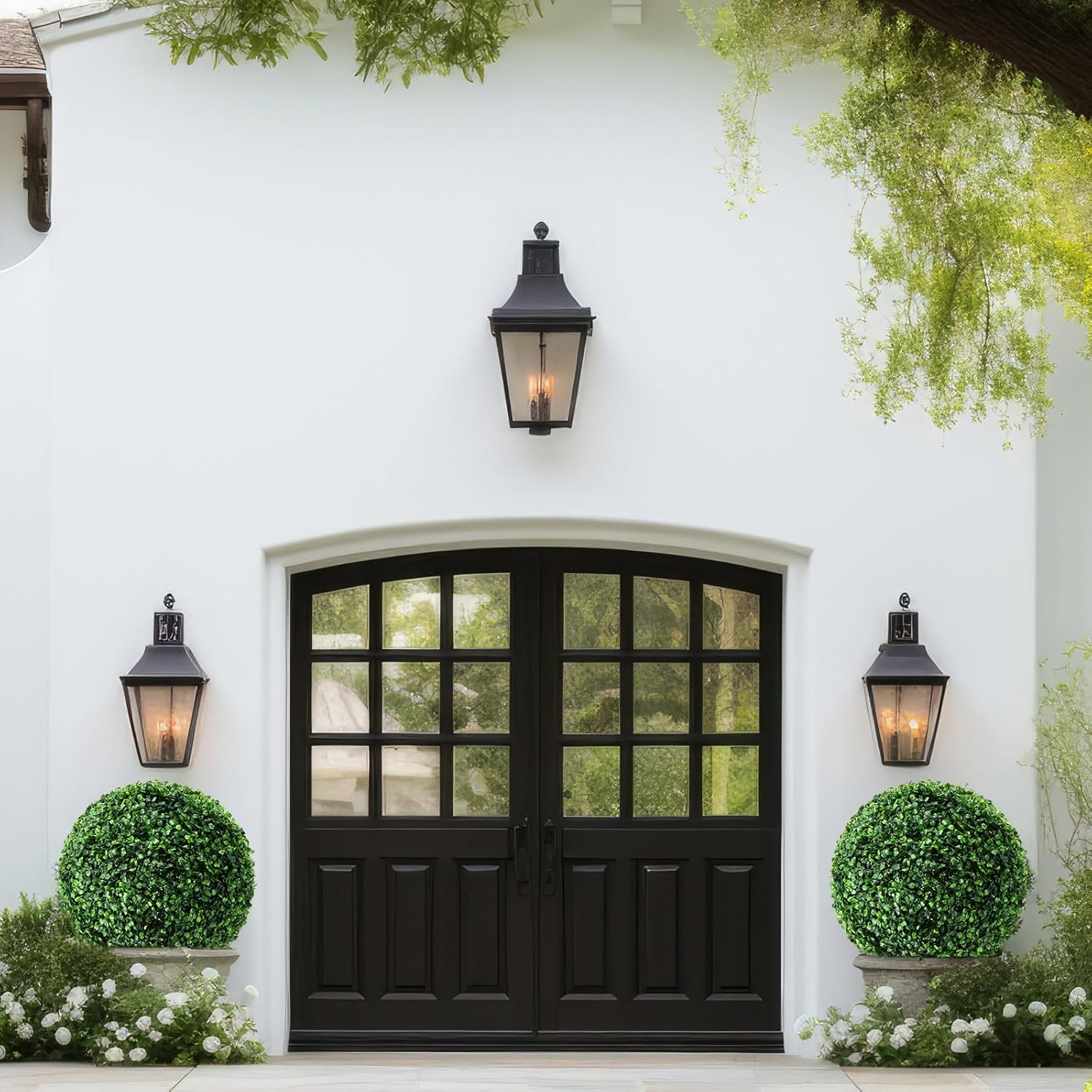 Hotop 2 Pcs 9 Inch Artificial Plant Topiary Ball 4 Layers Garden Spheres Boxwood Balls Artificial Topiaries Spheres Decorative Plants for Backyard, Balcony, Garden, Indoor Outdoor Decor(Green)