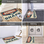 Funny Shoes Beware of Shark Rug Front Door Rugs Indoor Farmhouse Kitchen Mats(65X90CM)