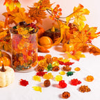 Whaline 220 Pcs Acrylic Fall Decorations, Mini Fall Leaves Pumpkin Marbles Pine Cones Autumn Table Scatter Vase Filler for Fall, Autumn and Thanksgiving Decor, Preschool Counting