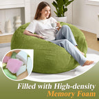 3FT Bean Bag Chairs Teardrop Bean Bag Chair for Adults Beanbag Chair with Memory Foam Filled Machine Washable Cover for Living Room, Bedroom