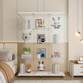 4 Shelves Glass Display Cabinet with 2 Doors Extra Large Display Case Curio Cabinets with Whees & Lock,Glass Bookshelf Storage Collection Display Case for Living Room,47.71"W x 14.37" D x 66.53"H