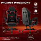 Gaming Chair for Adults, Ergonomic Gamer Chair with Footrest,Pocket Spring Cushion, Computer Office Desk Reclining Chair with Enlarged Metal Base, Linkage Armrests, Lumbar & Headrest Black & Red